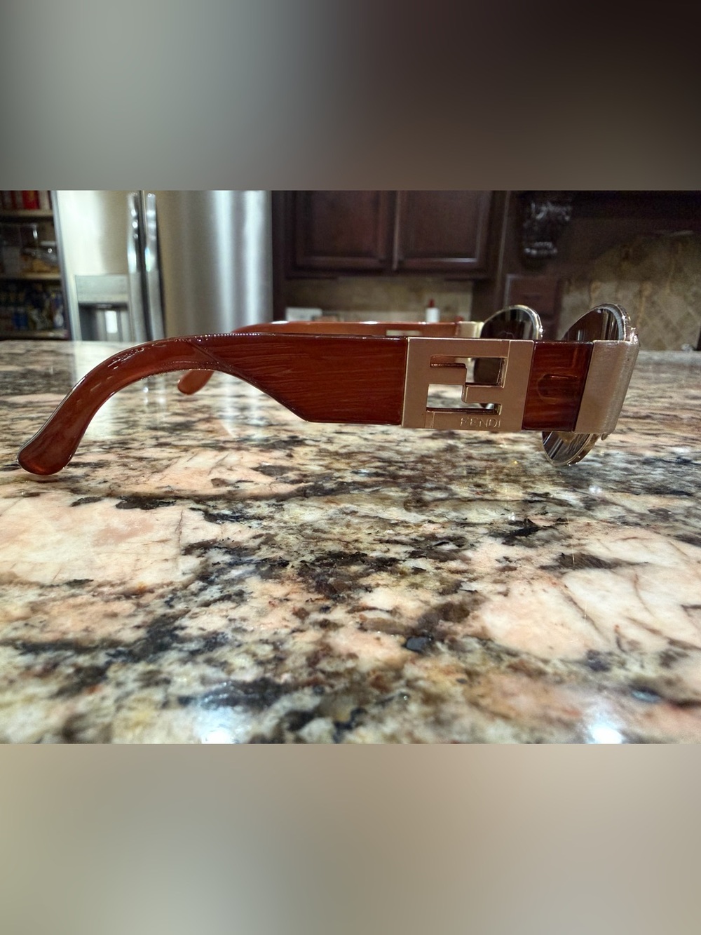 Fendi Amber Brown Logo-Trim Vintage Sunglasses